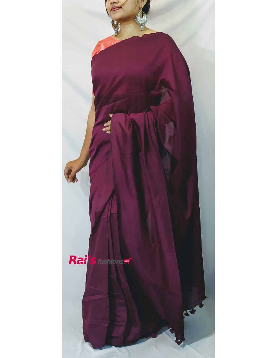 Handloom Khadi Cotton Purple Color(RP3247)